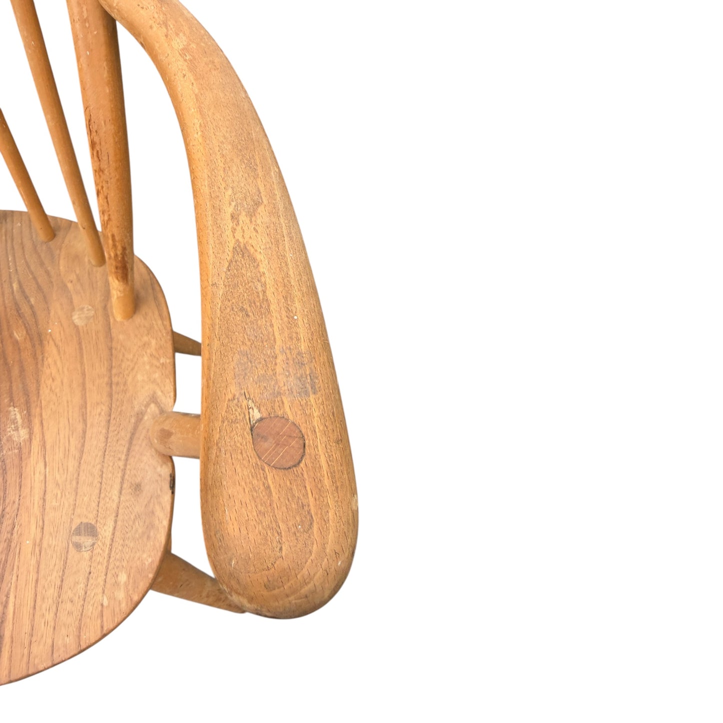 Ercol Windsor Armchair – Mid Century Elm & Beech Seat Stick Back Chair