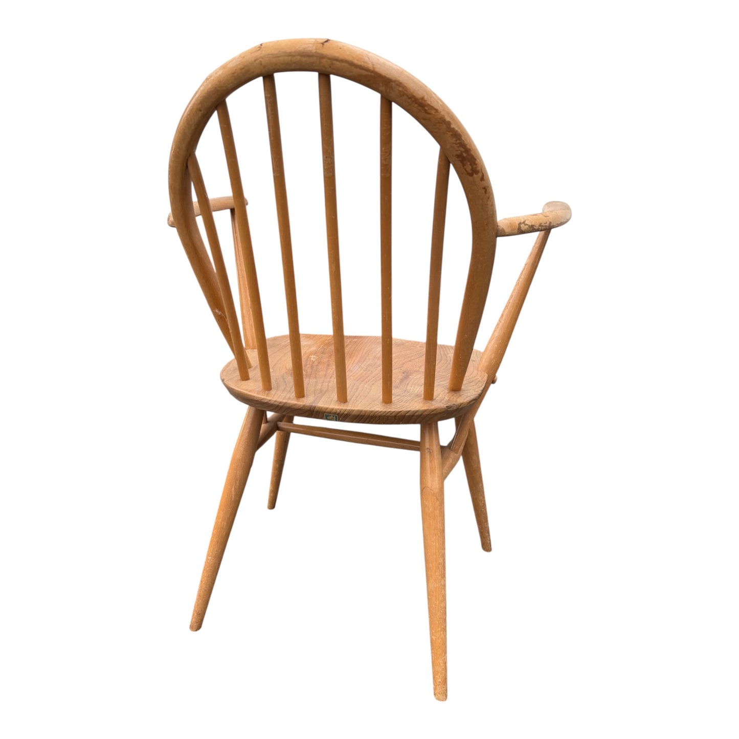 Ercol Windsor Armchair – Mid Century Elm & Beech Seat Stick Back Chair