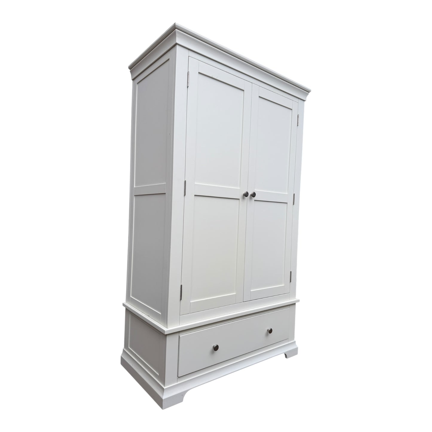 Modern White Painted Wardrobe – Double Door with Hanging Rail & Drawer (Copy)