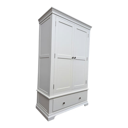Modern White Painted Wardrobe – Double Door with Hanging Rail & Drawer (Copy)
