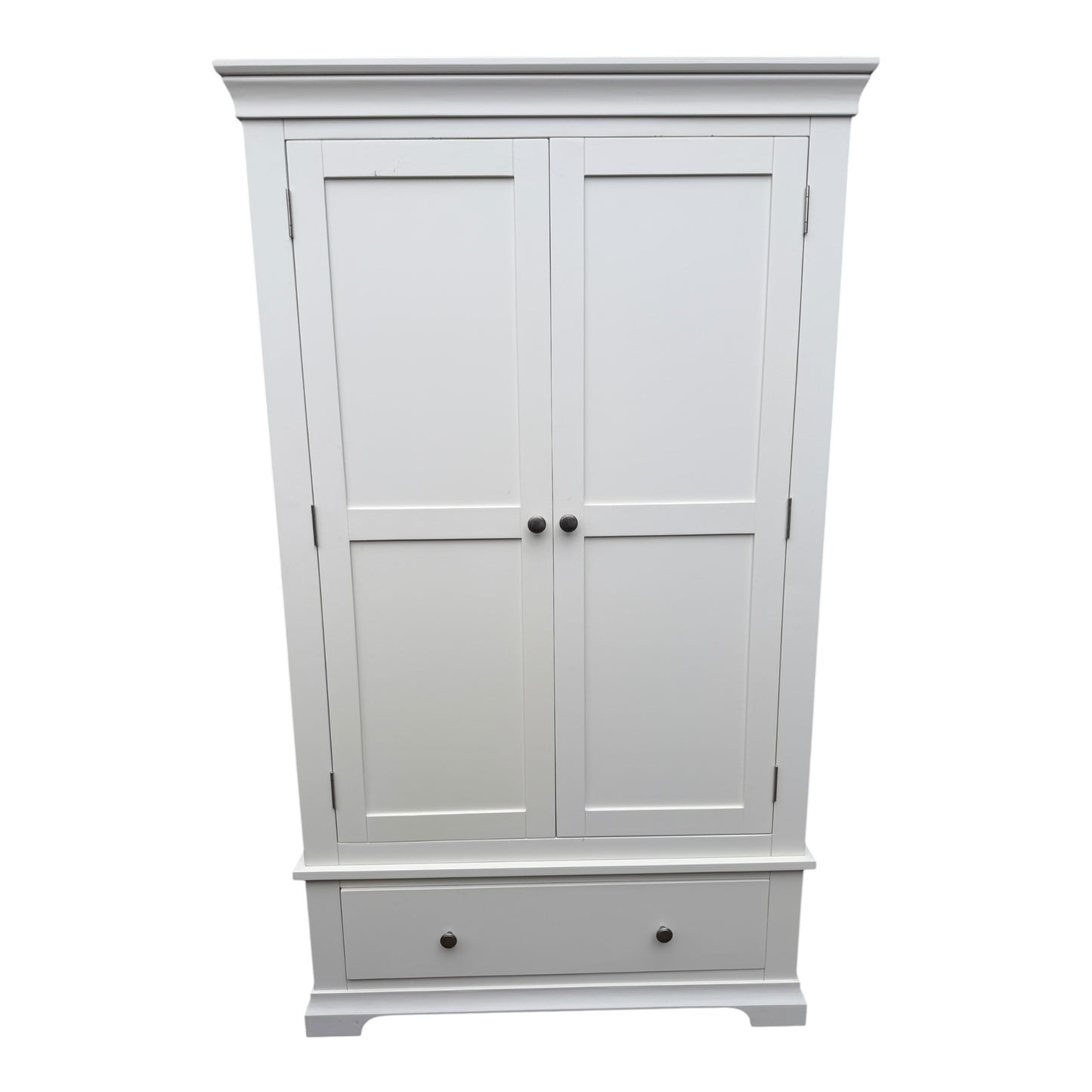 Modern White Painted Wardrobe – Double Door with Hanging Rail & Drawer (Copy)