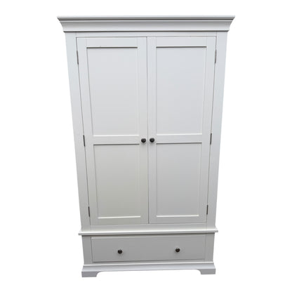 Modern White Painted Wardrobe – Double Door with Hanging Rail & Drawer (Copy)