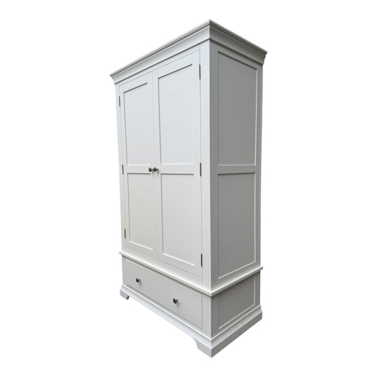 Modern White Painted Wardrobe – Double Door with Hanging Rail & Drawer (Copy)