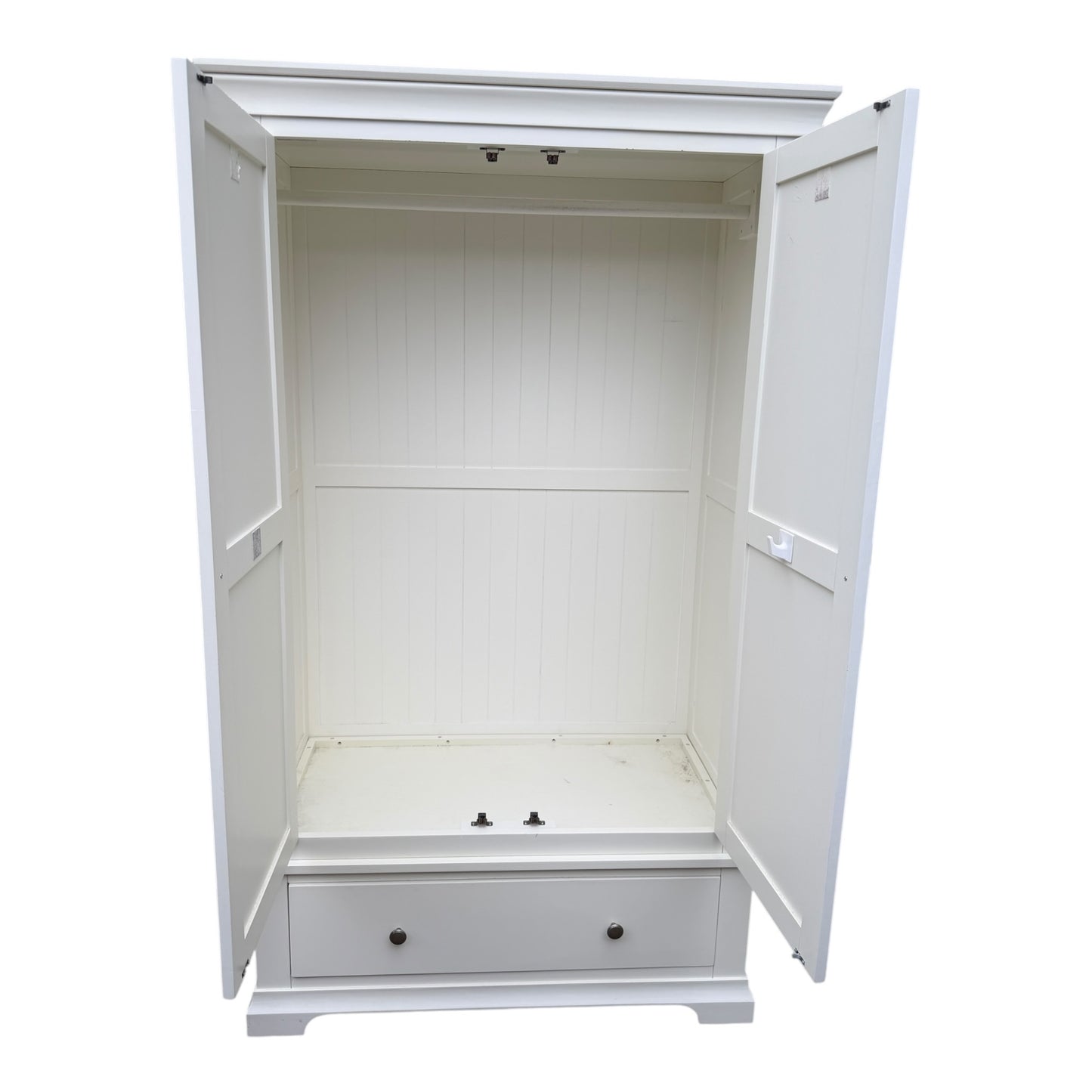 Modern White Painted Wardrobe – Double Door with Hanging Rail & Drawer (Copy)