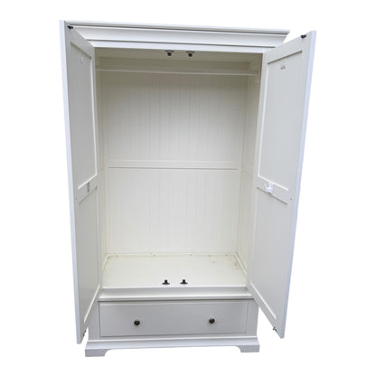 Modern White Painted Wardrobe – Double Door with Hanging Rail & Drawer (Copy)