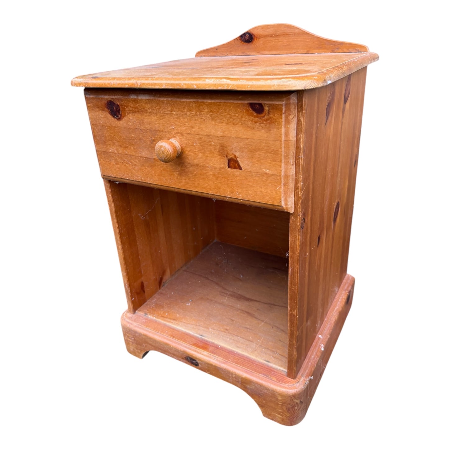 Contemporary Pine Bedside Table – 1 Drawer Nightstand with Open Shelf