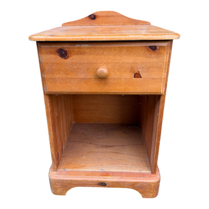 Contemporary Pine Bedside Table – 1 Drawer Nightstand with Open Shelf