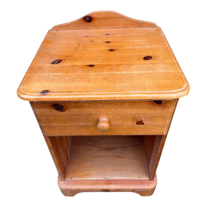 Contemporary Pine Bedside Table – 1 Drawer Nightstand with Open Shelf