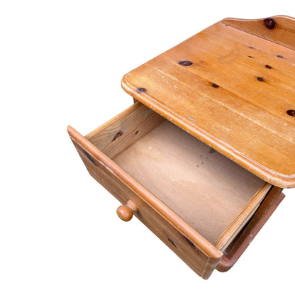 Contemporary Pine Bedside Table – 1 Drawer Nightstand with Open Shelf