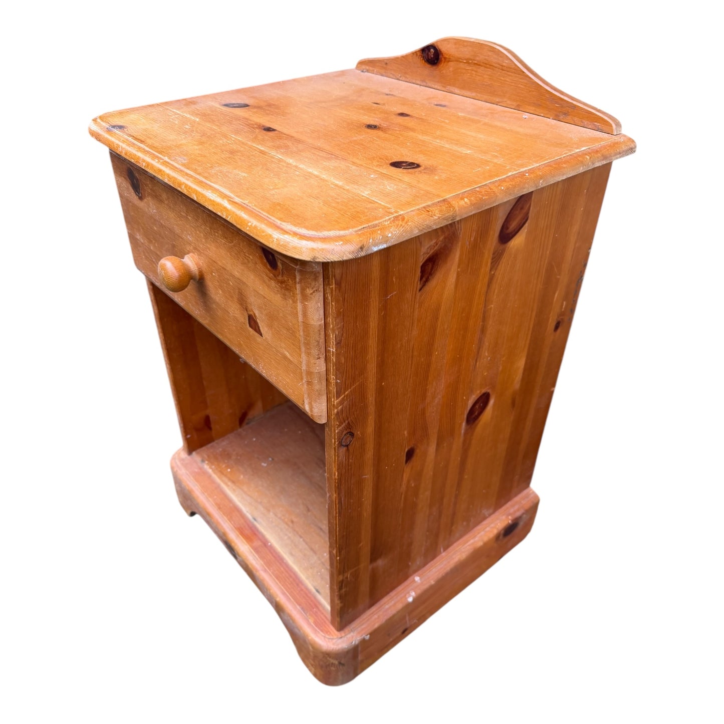 Contemporary Pine Bedside Table – 1 Drawer Nightstand with Open Shelf