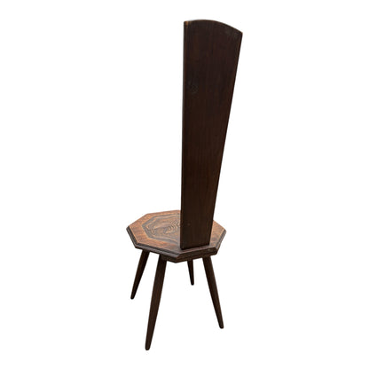 Traditional Wooden Spinner’s Chair – Carved Back & Decorative Seat