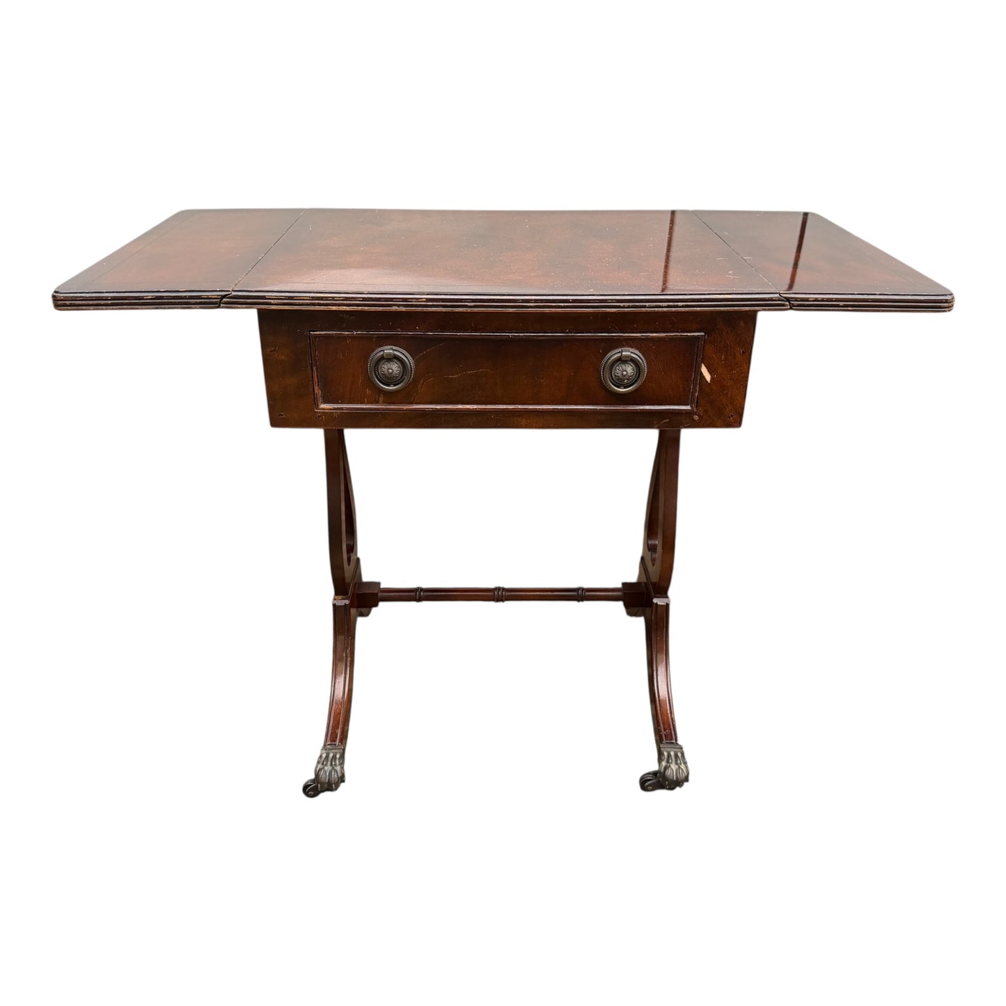 Reproduction Regency Style Pembroke Coffee Table – Drop Leaf Side Table with Drawer