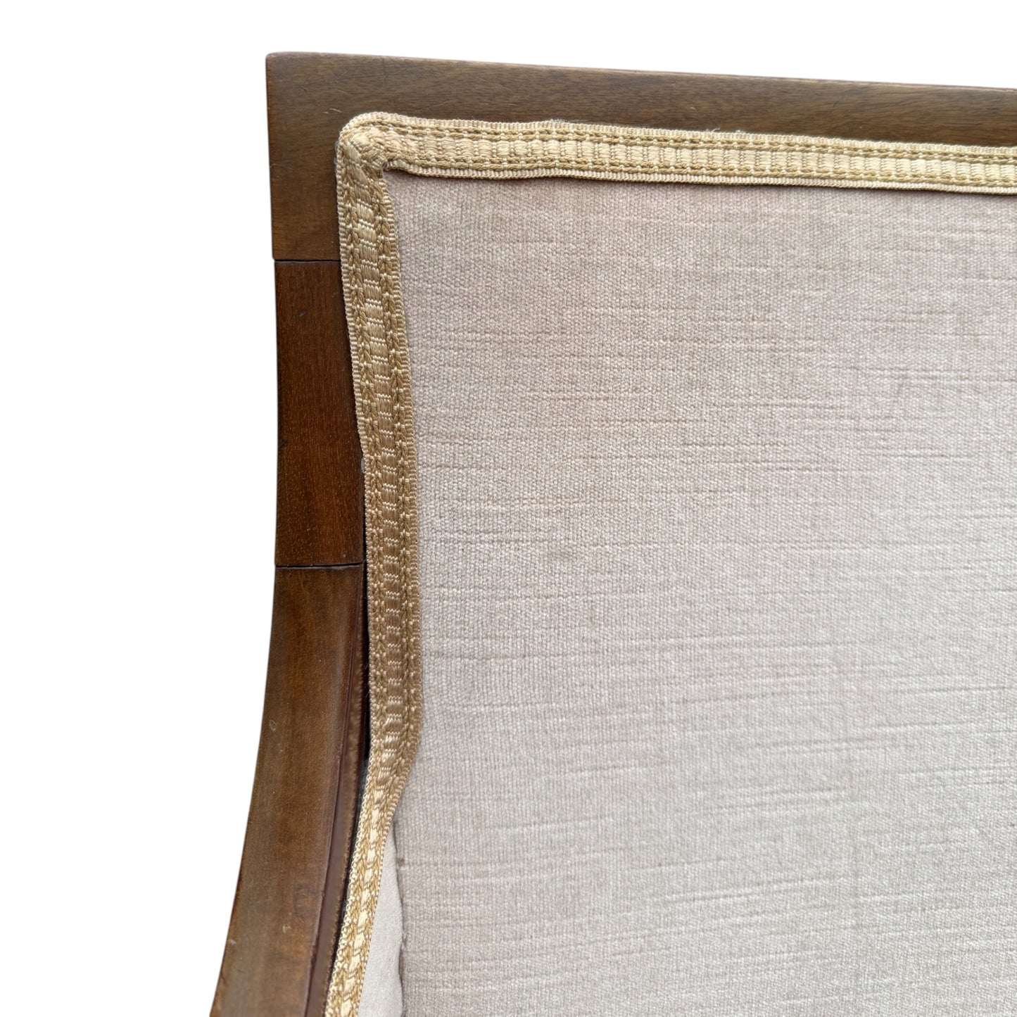 Vintage Walnut Framed Armchair – Upholstered Tub / Library Chair on Castors