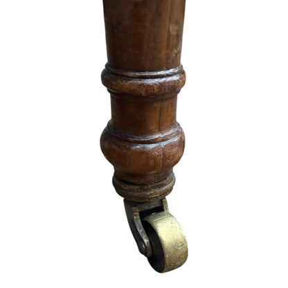 Vintage Walnut Framed Armchair – Upholstered Tub / Library Chair on Castors