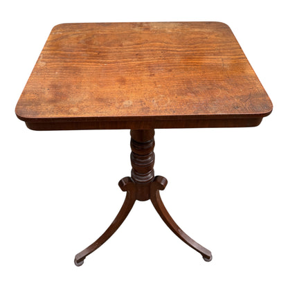 Vintage Mahogany Occasional Side Table – Rectangular Top on Tripod Pedestal Base