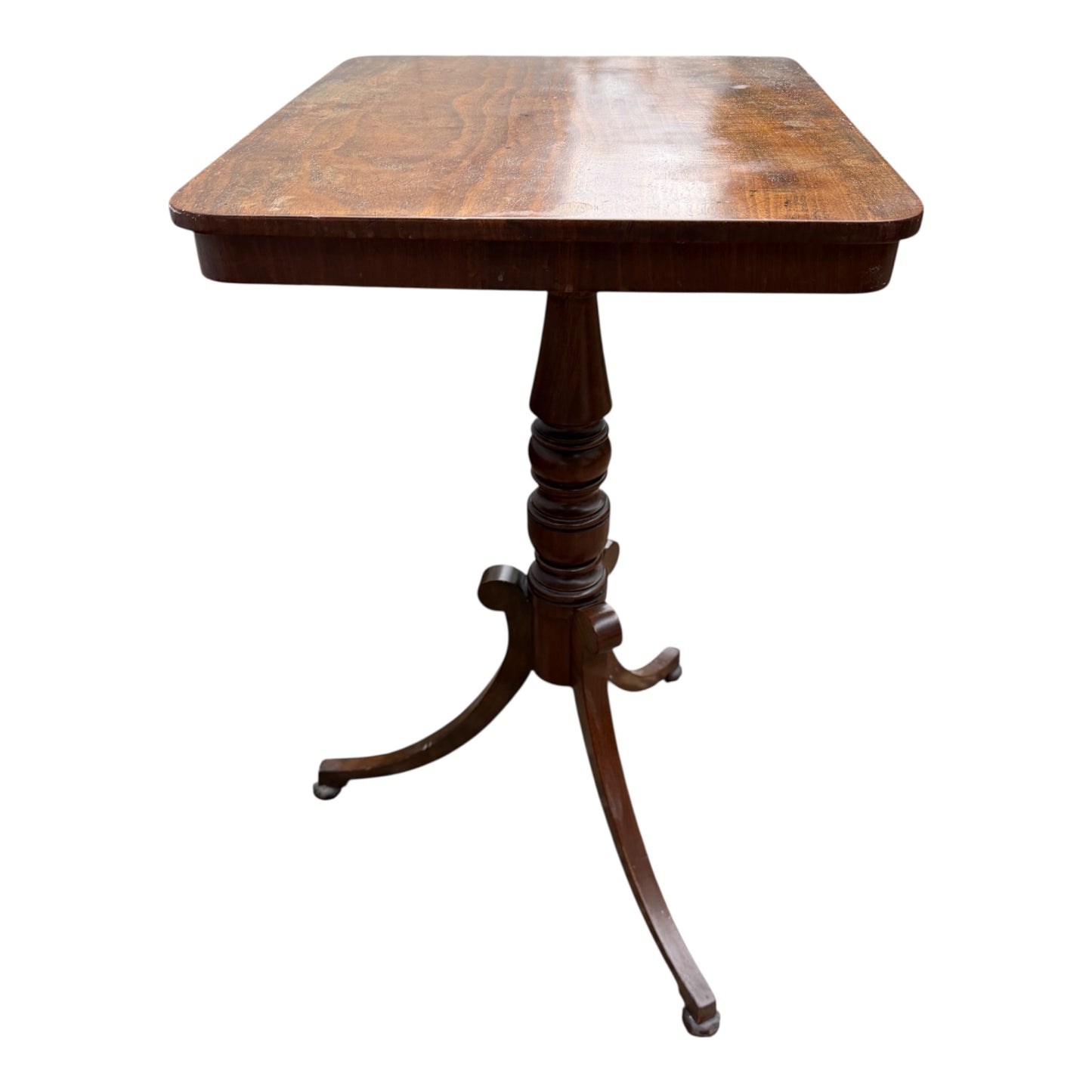 Vintage Mahogany Occasional Side Table – Rectangular Top on Tripod Pedestal Base