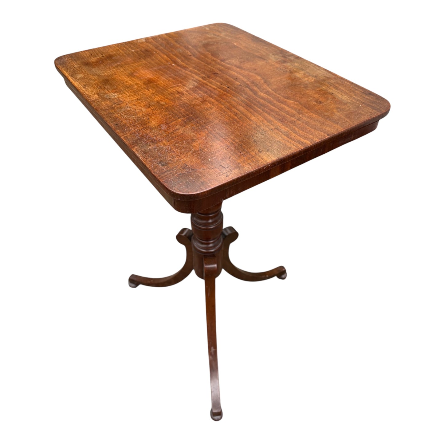 Vintage Mahogany Occasional Side Table – Rectangular Top on Tripod Pedestal Base