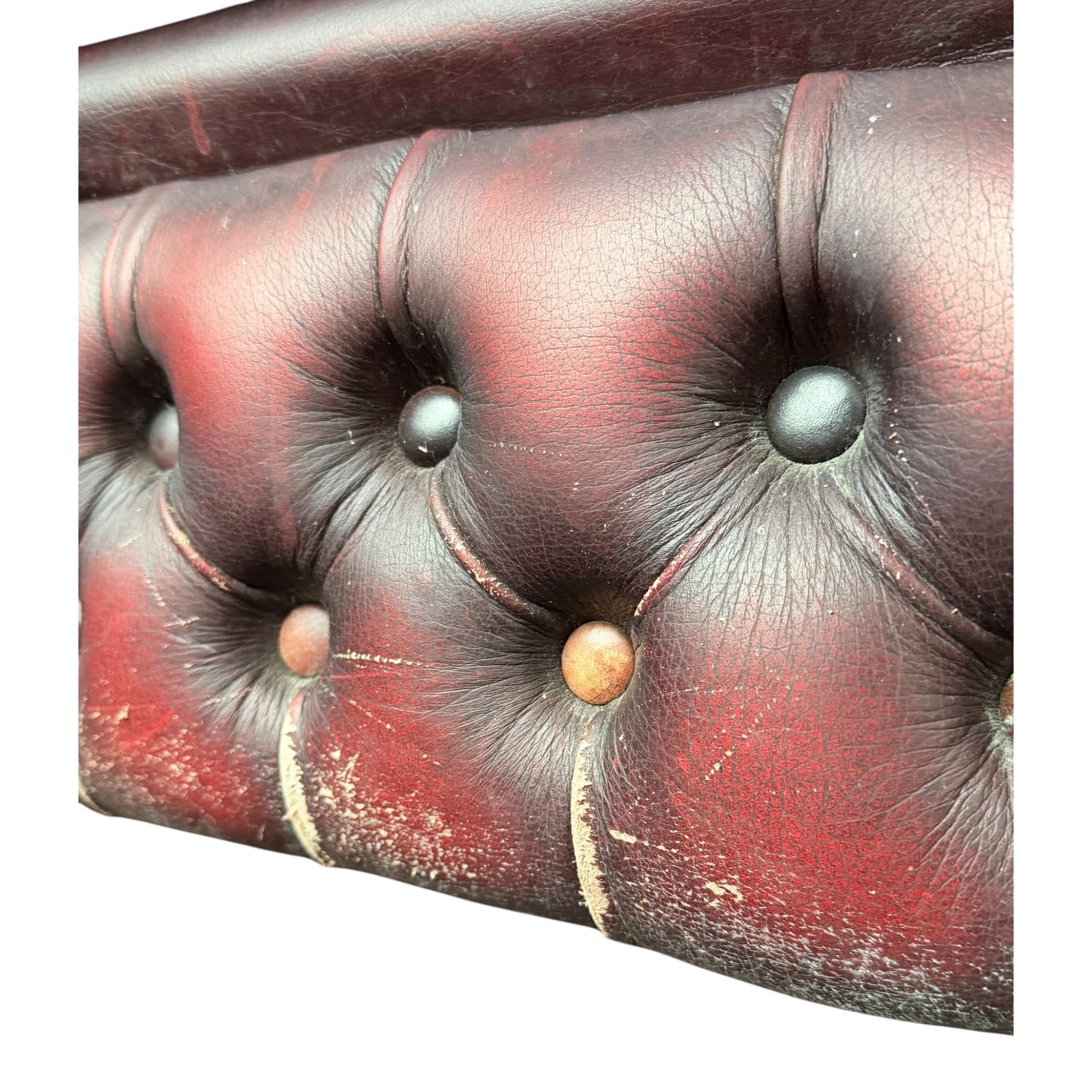 Modern Chesterfield Style Oxblood Leather 2 Seater Sofa