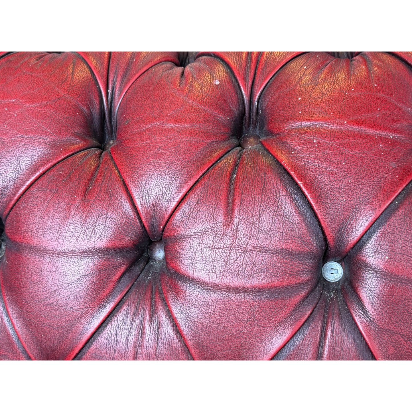 Modern Chesterfield Style Oxblood Leather 2 Seater Sofa