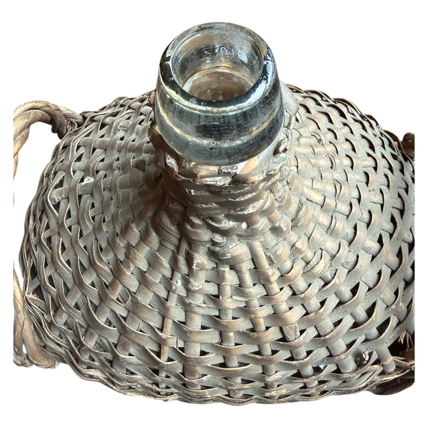 Vintage Wicker Covered Demijohn Bottle with Twin Handles