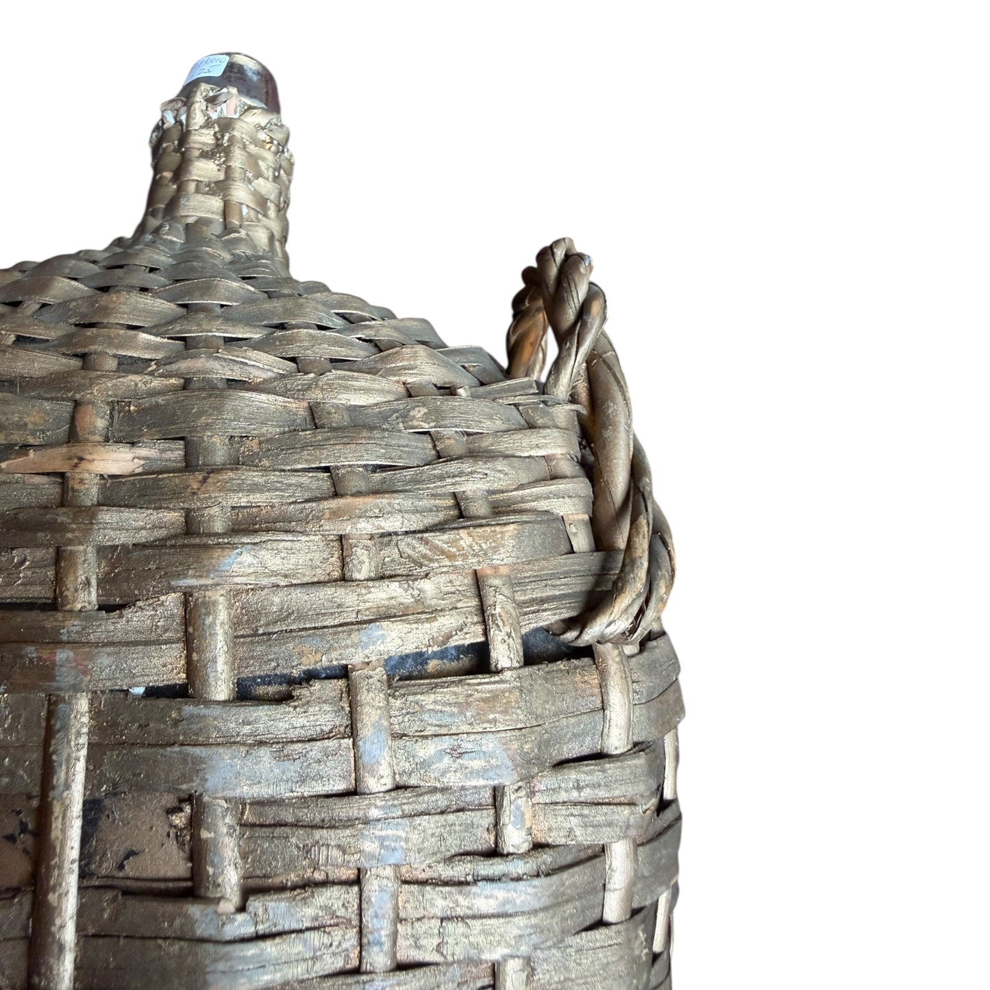 Vintage Wicker Covered Demijohn Bottle with Twin Handles