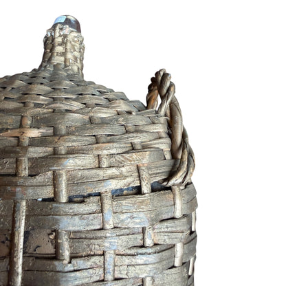Vintage Wicker Covered Demijohn Bottle with Twin Handles