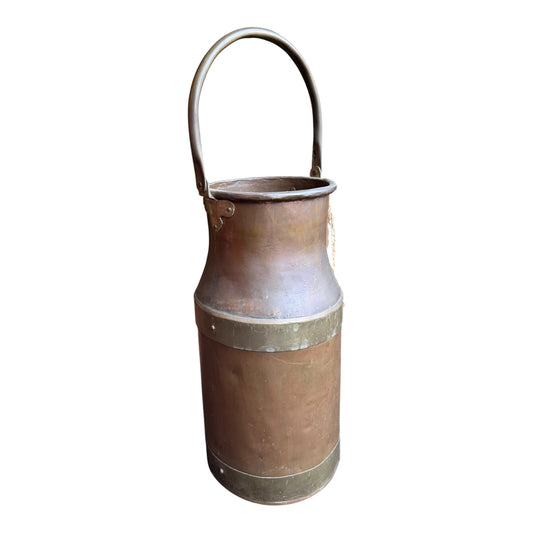 Vintage Small Copper & Brass Milk Churn / Dairy Carrier