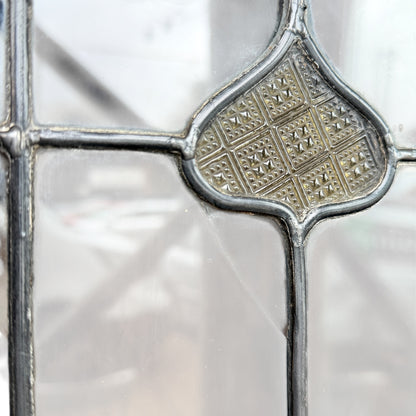 Antique Arts & Crafts Oak Glazed Bookcase with Leaded Stained Glass Doors – Early 20th Century