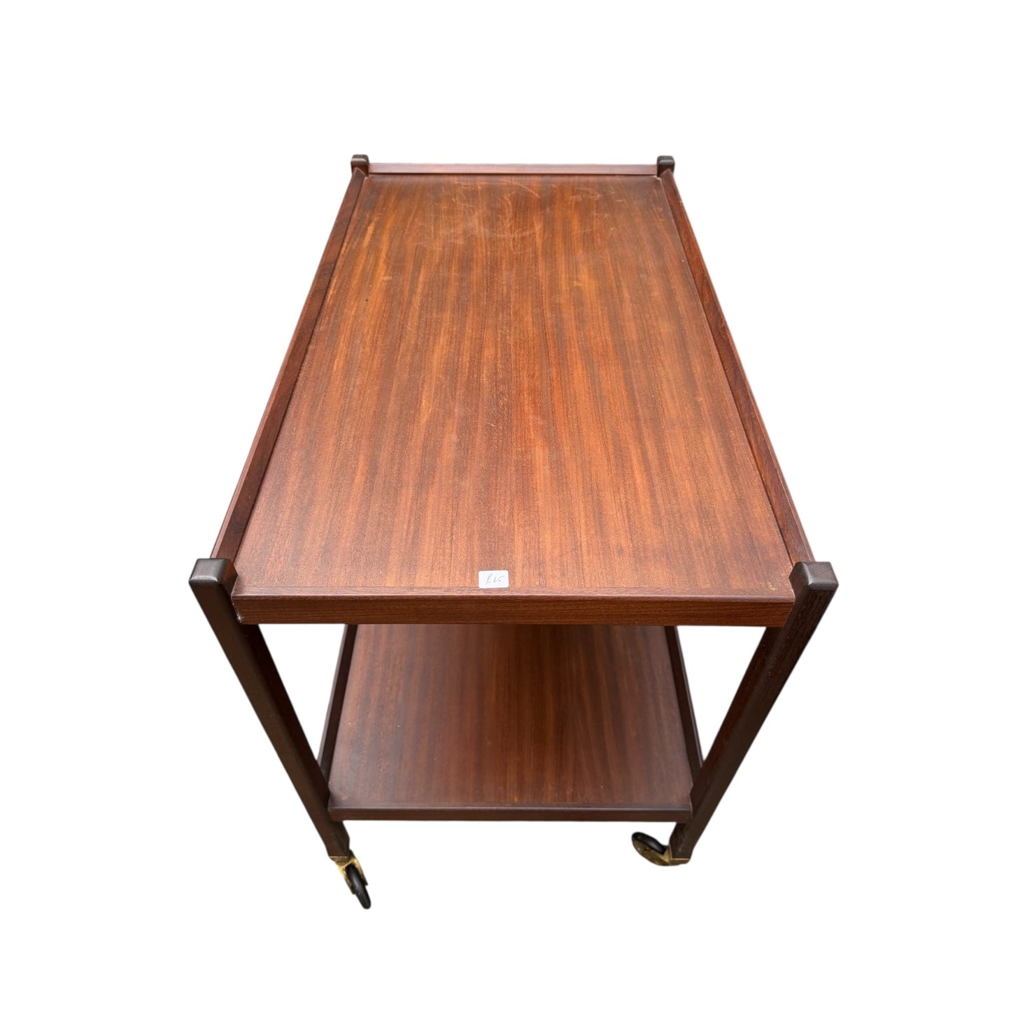 Mid Century Modern Teak Drinks Trolley on Castors – 1960s Two Tier Serving Cart
