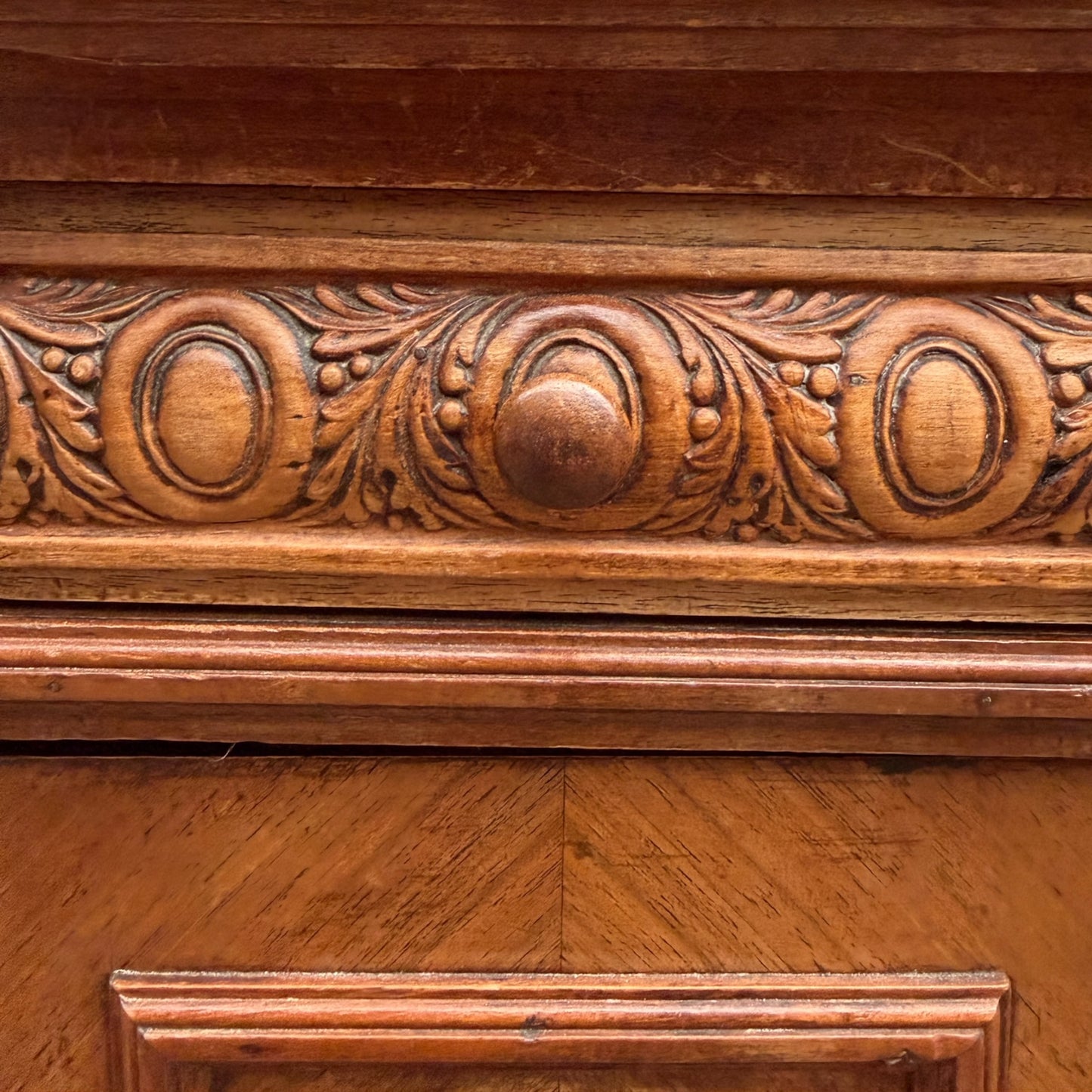 Antique 19th Century French Walnut Bedside Cabinet with Drawer & Cupboard – Carved Nightstand