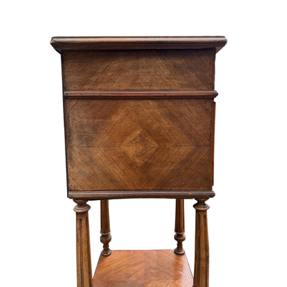 Antique 19th Century French Walnut Bedside Cabinet with Drawer & Cupboard – Carved Nightstand