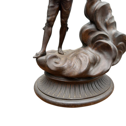 Vintage Art Deco Style Metal Alloy Sculpture – Pierrot Guitarist & Dancing Lady Figure Group