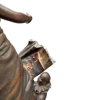 Vintage Art Deco Style Metal Alloy Sculpture – Pierrot Guitarist & Dancing Lady Figure Group