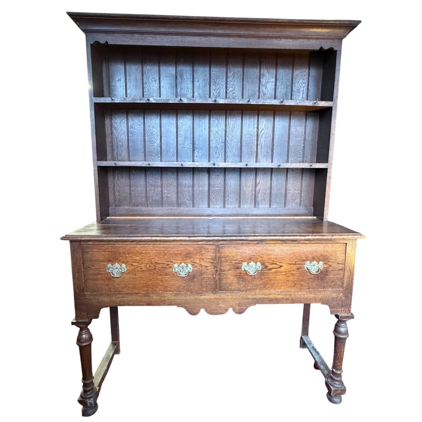 Antique English Oak Welsh Dresser – 20th Century Farmhouse Plate Rack & Sideboard Base