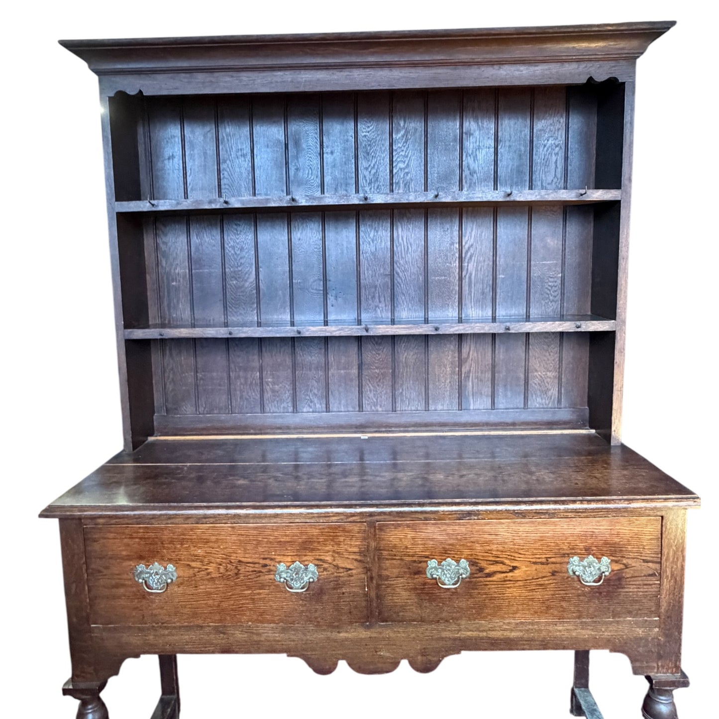 Antique English Oak Welsh Dresser – 20th Century Farmhouse Plate Rack & Sideboard Base