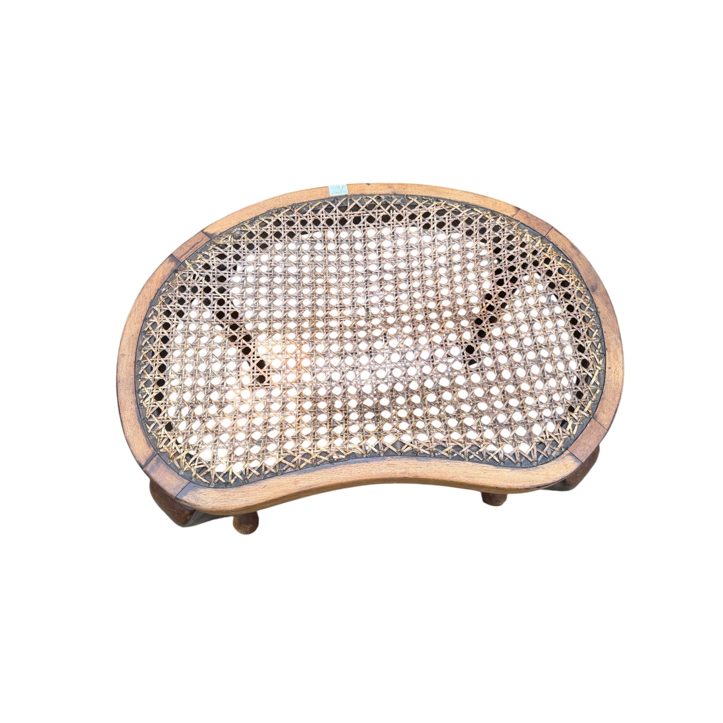 Vintage French Empire Style Kidney Shaped Cane Dressing Stool – Cabriole Leg Vanity Seat