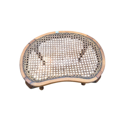 Vintage French Empire Style Kidney Shaped Cane Dressing Stool – Cabriole Leg Vanity Seat