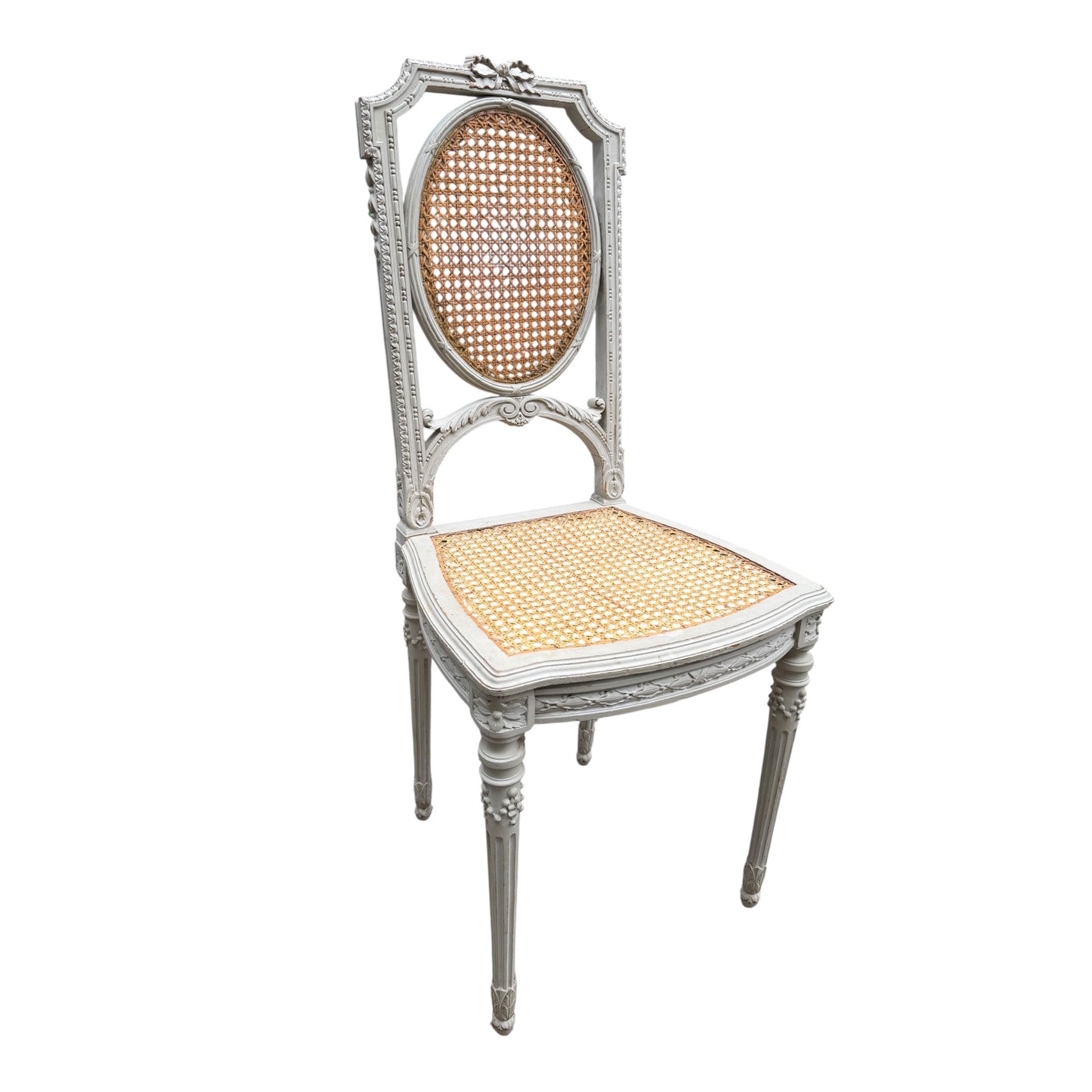 Vintage French Style Painted Cane Back Chair – Louis XVI Reproduction