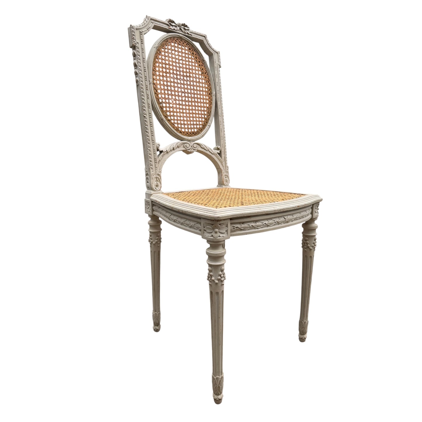 Vintage French Style Painted Cane Back Chair – Louis XVI Reproduction