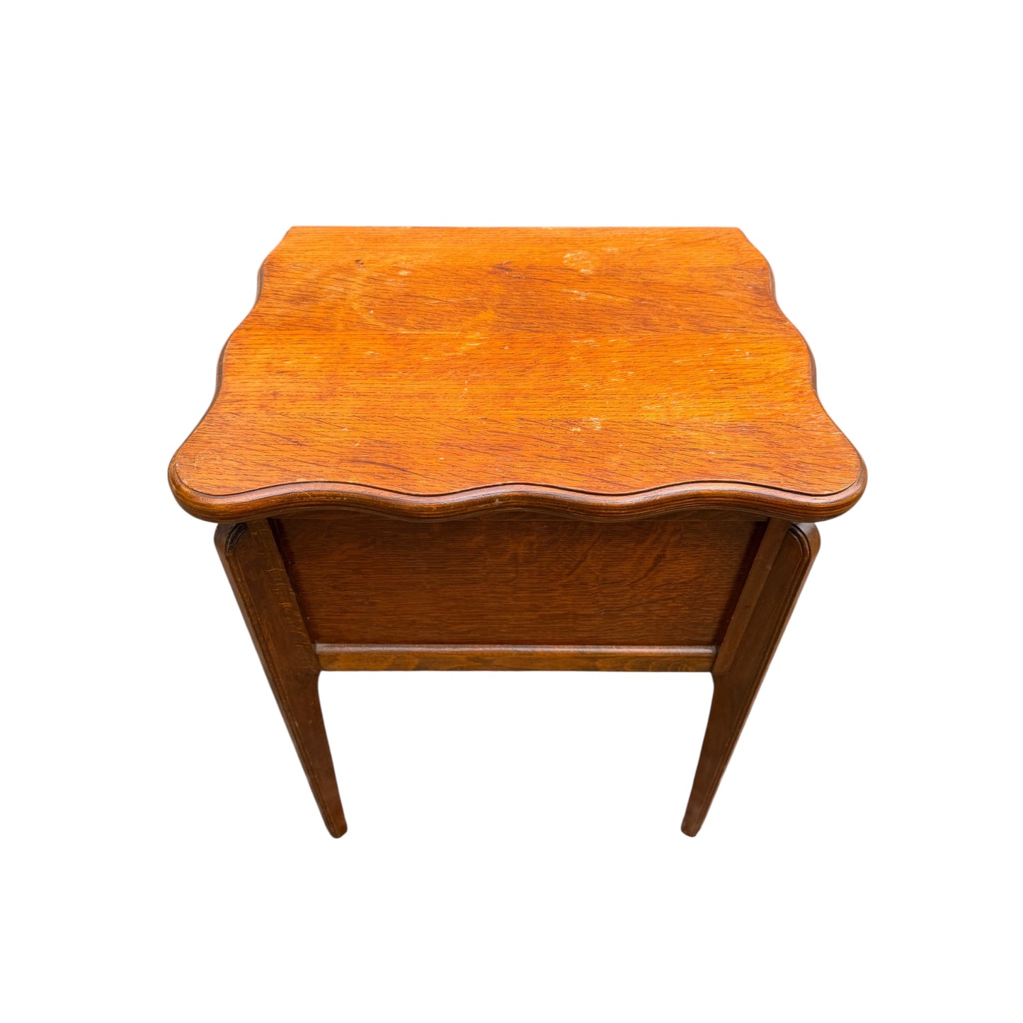 Edwardian Solid Oak Games Table / Antique Card Table with Baize Playing Surface & Storage