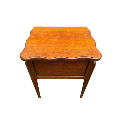 Edwardian Solid Oak Games Table / Antique Card Table with Baize Playing Surface & Storage