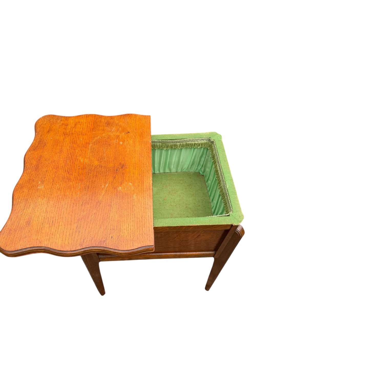 Edwardian Solid Oak Games Table / Antique Card Table with Baize Playing Surface & Storage