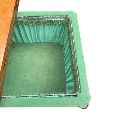 Edwardian Solid Oak Games Table / Antique Card Table with Baize Playing Surface & Storage