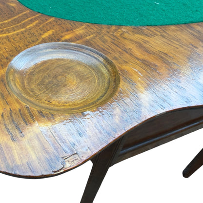 Edwardian Solid Oak Games Table / Antique Card Table with Baize Playing Surface & Storage
