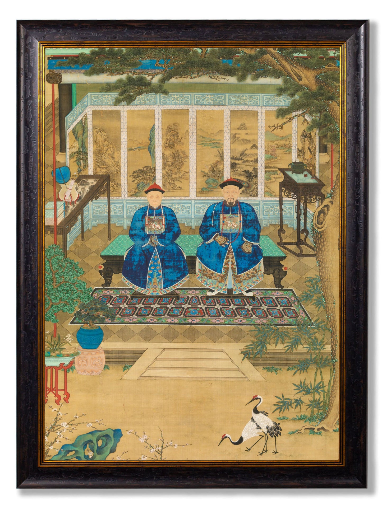 Imperial Censor and His Wife in size 38 x 50cm - glass-fronted framed wall art print with solid wood frame, designed for high-end interior design