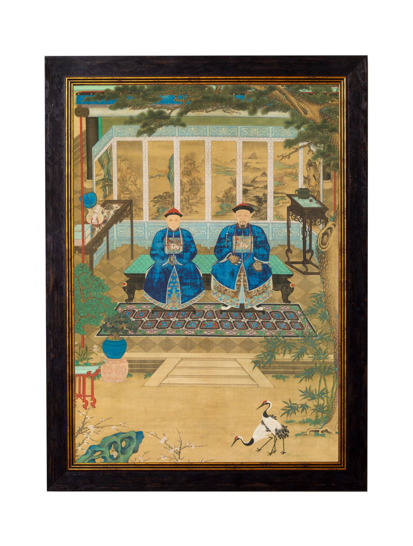 imperial censor and his wife in size 70 x 95cm - glass-fronted framed wall art print with solid wood frame, luxury wall art for sophisticated spaces