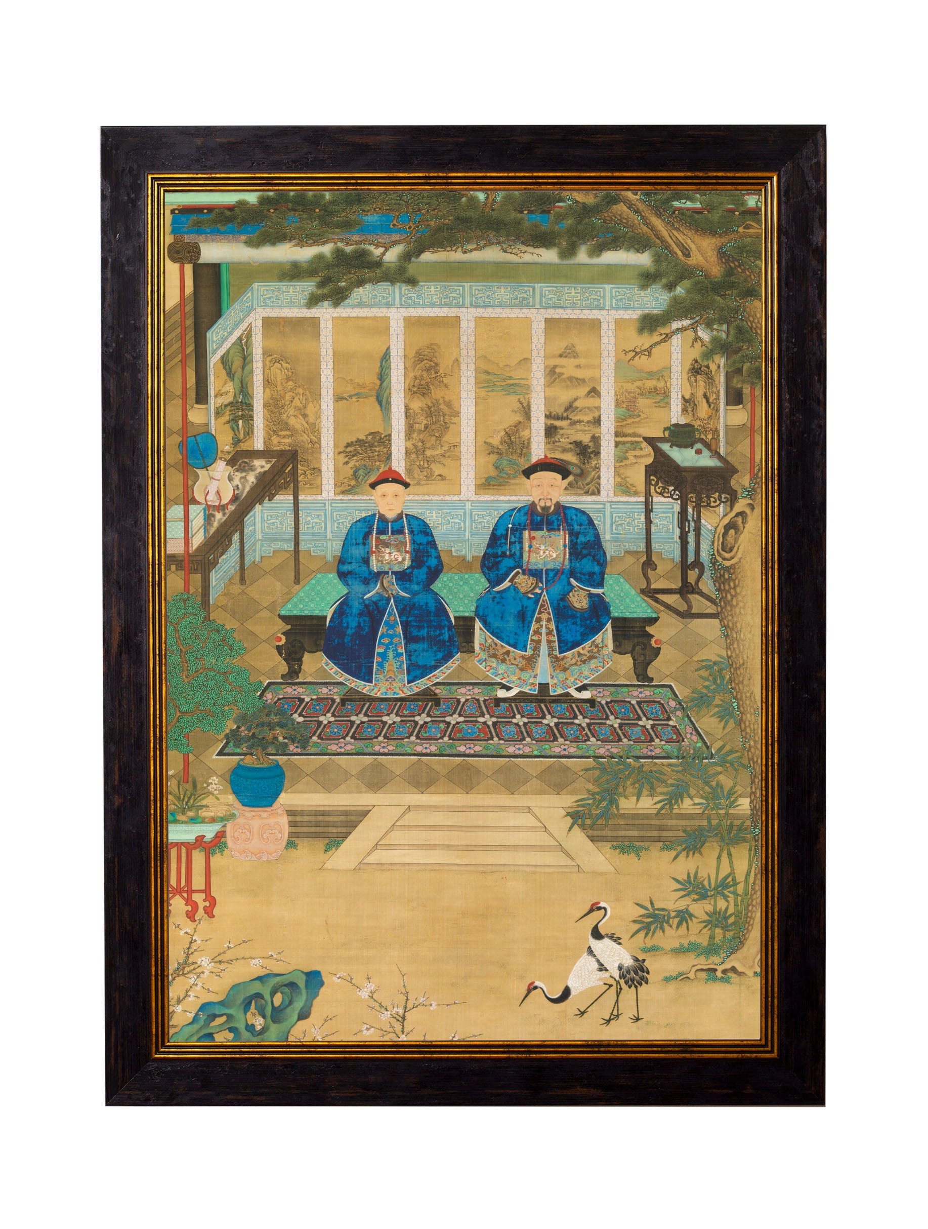 imperial censor and his wife in size 70 x 95cm - glass-fronted framed wall art print with solid wood frame, luxury wall art for sophisticated spaces