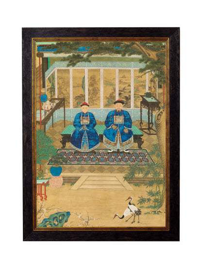 imperial censor and his wife in size 70 x 95cm - glass-fronted framed wall art print with solid wood frame, luxury wall art for sophisticated spaces