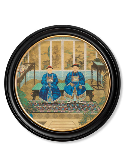 Imperial Censor and His Wife - Round in size 44 x 44cm - glass-fronted framed wall art print with solid wood frame, perfect for statement wall decor