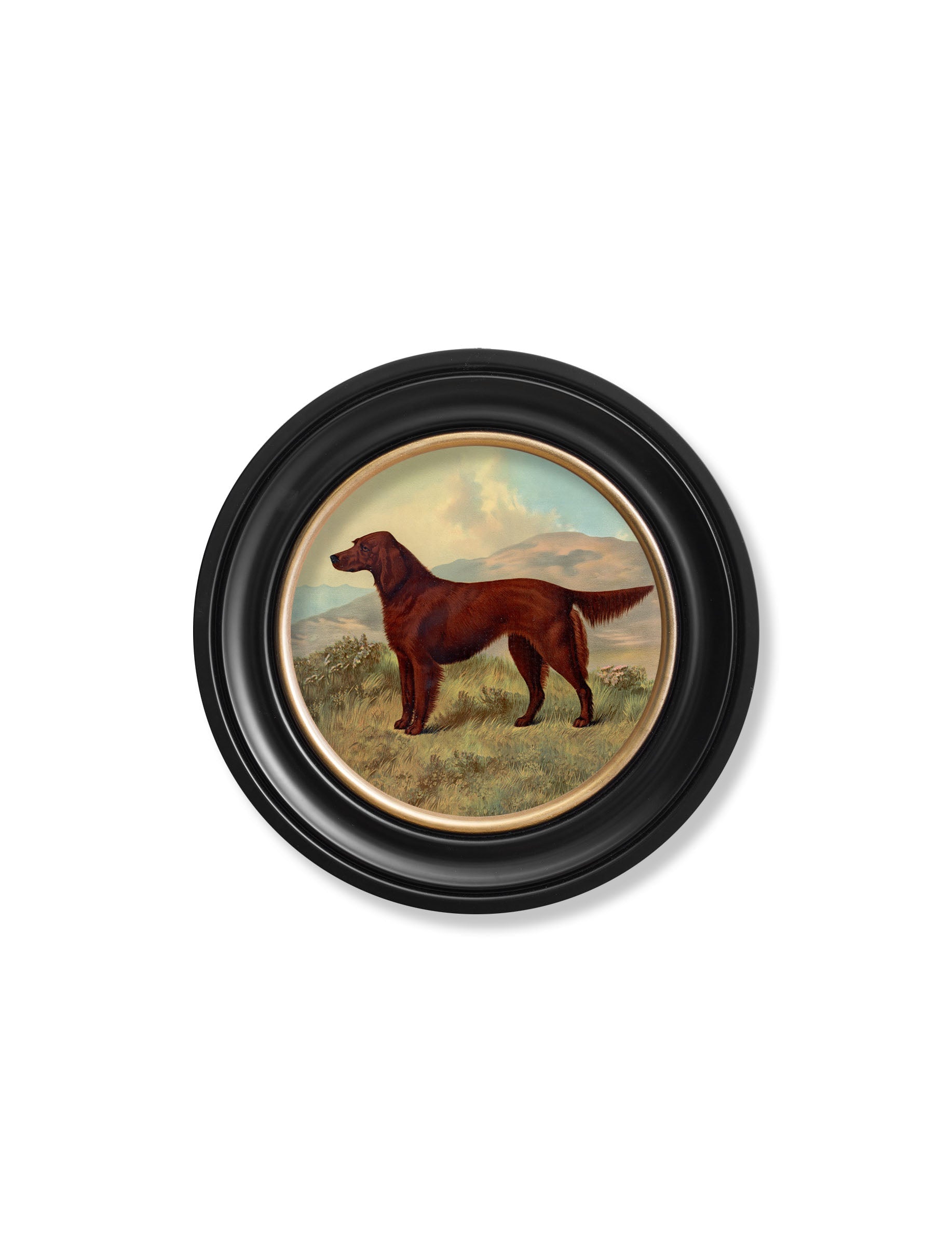 c 1881 working dogs round frame 1 in size 44 x 44cm - glass-fronted framed wall art print with solid wood frame, adds elegance to your decor
